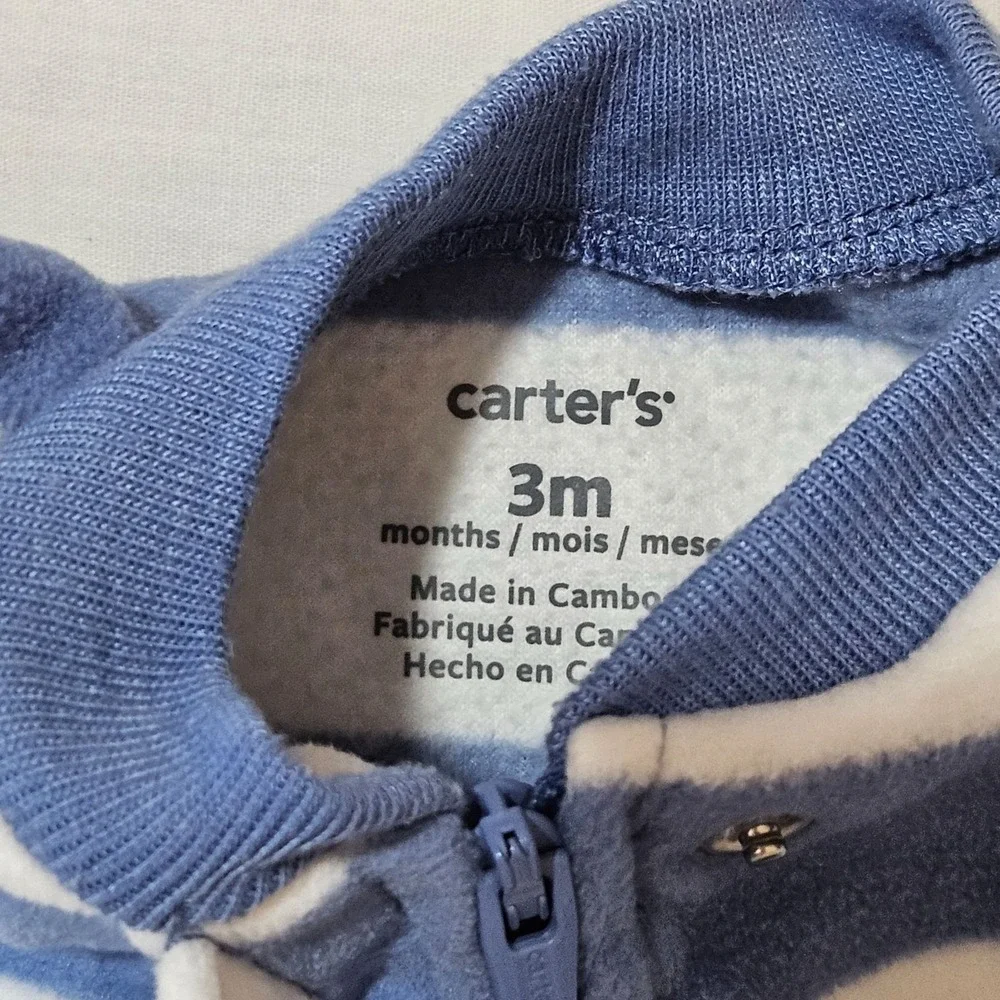 Carter's Baby Boys 3M Footed Sleepers Dinosaur Safari Stripes Lot of 3‎